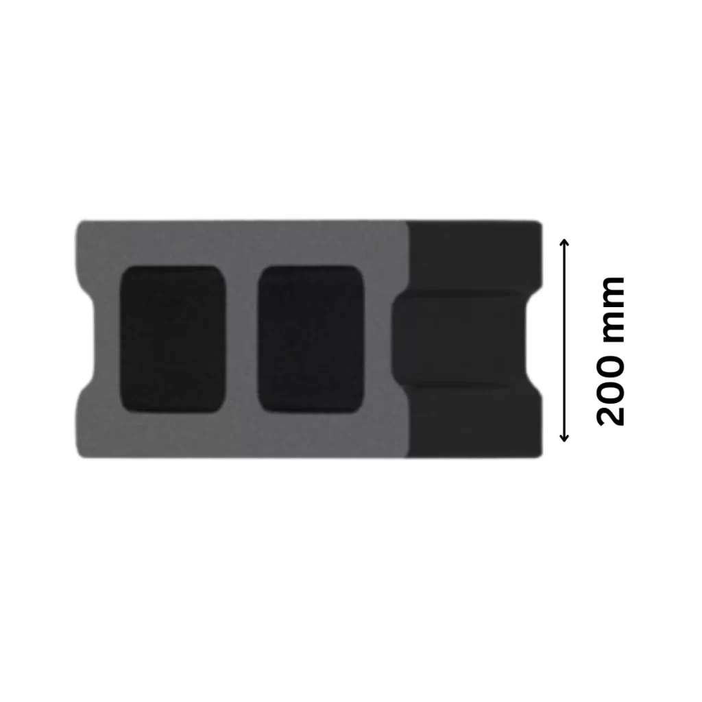 Hollow block with 200mm (8-inch) breadth dimension