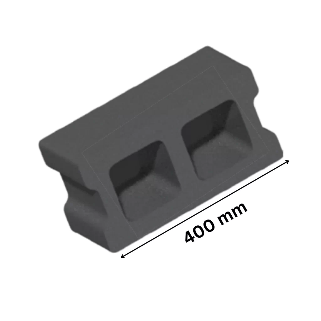 Hollow block top view indicating 400mm length