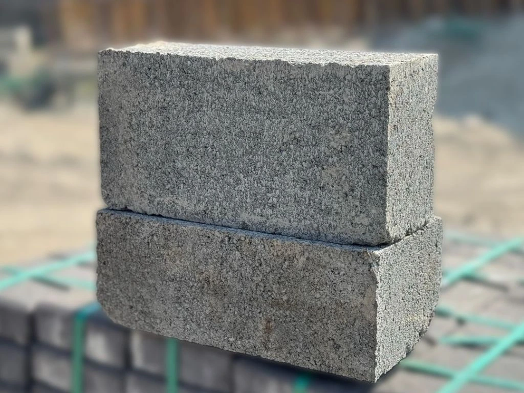 Close-up view of 6-inch solid block manufactured by Ashok Concrete