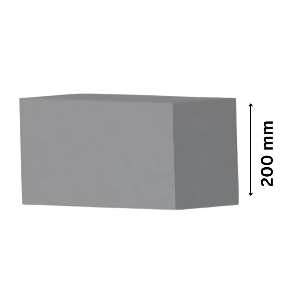 Concrete solid block showing 200 mm height dimension