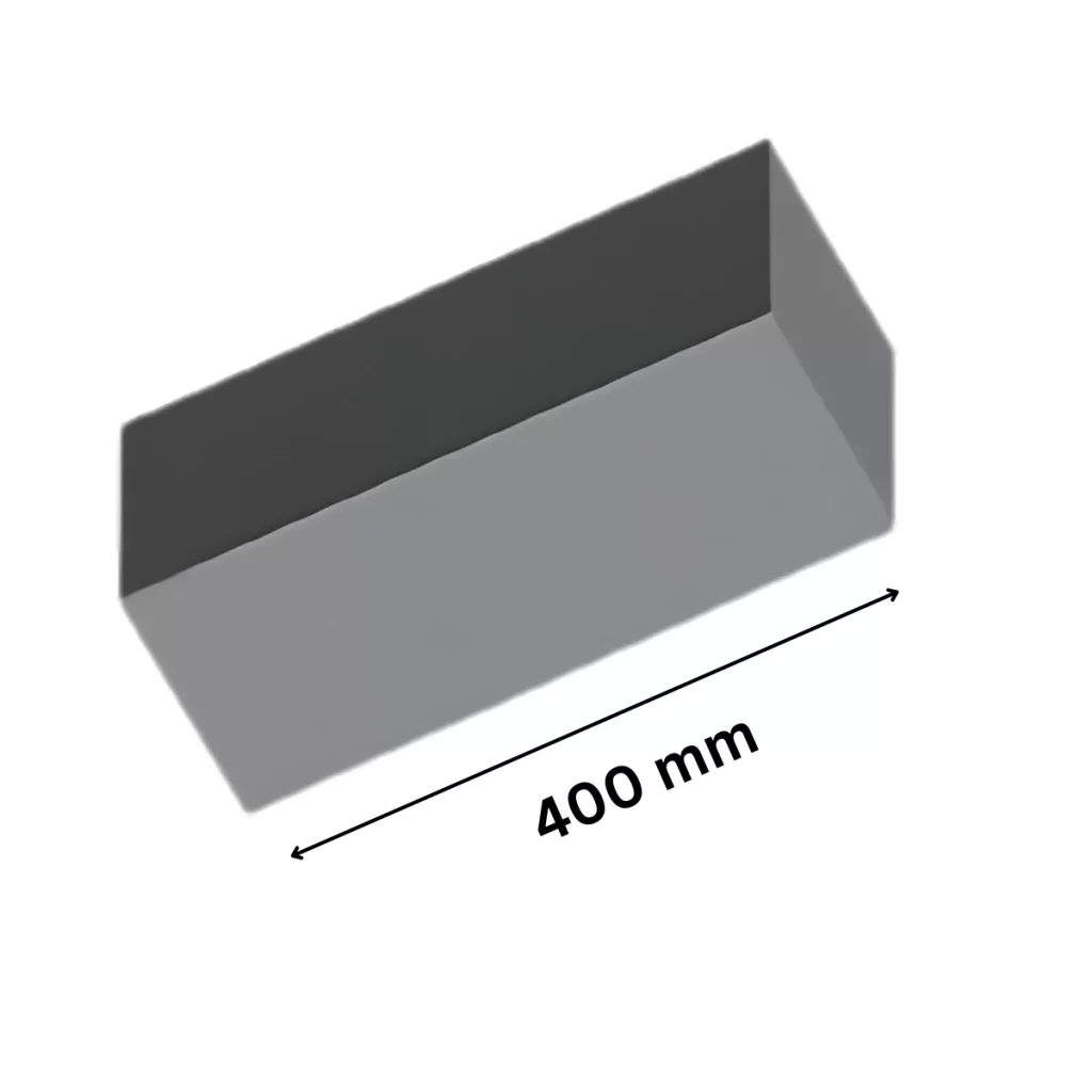 Concrete solid block showing 400 mm length dimension