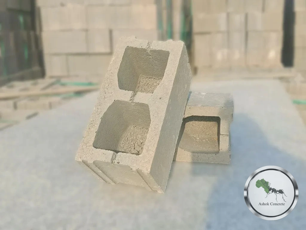 Hollow Blocks with dual cavities manufactured at Ashok Concrete facility in Tamil Nadu