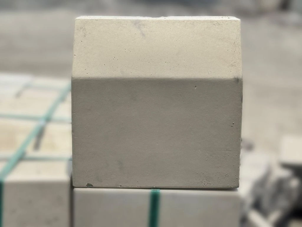 Front view of a standard concrete kerb stone