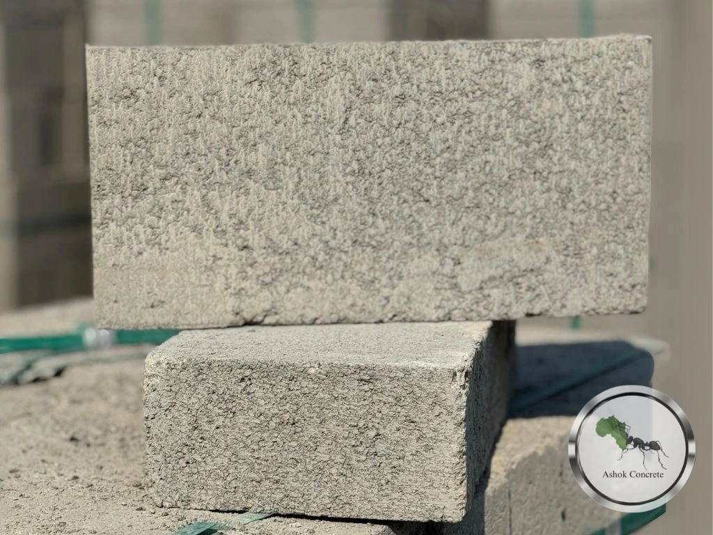 Factory finish 4-inch solid concrete block manufactured by Ashok Concrete in Chennai
